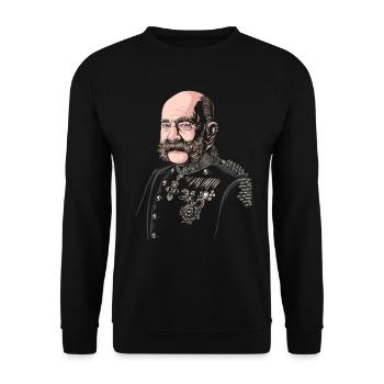 Kaiser Franz Joseph von Österreich - Hipster Franz - Unisex Pullover - Schwarz - Vorne - Alina (178cm) & Michal (187cm)