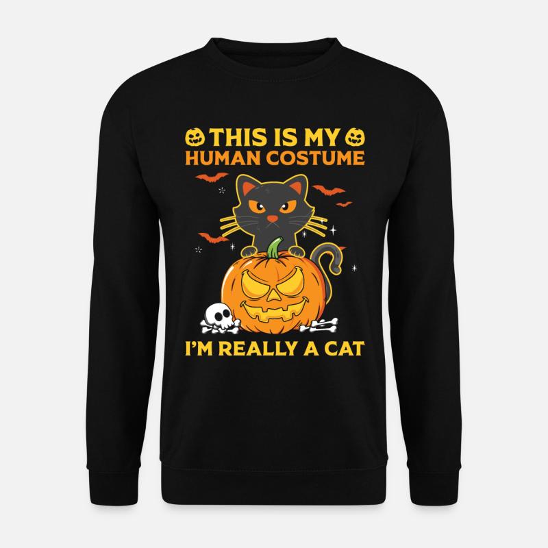 Sorcière chat d’Halloween - Sweat-shirt Unisexe - noir