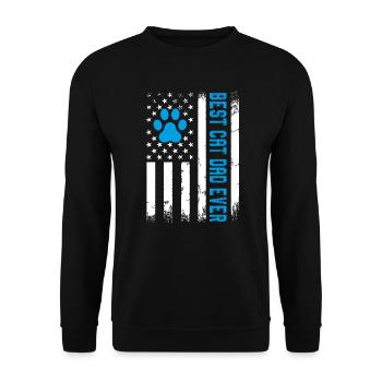 Bester Hundevater aller Zeiten Amerikanische Flagge Geschenk für Vater - Unisex Pullover - Schwarz - Vorne - Alina (178cm) & Michal (187cm)