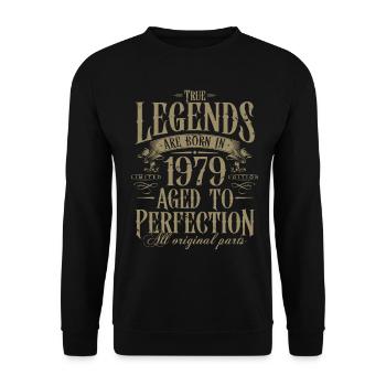 Né en 1979 Cadeau d’anniversaire Legends - Sweat-shirt Unisexe - noir - Devant - Alina (178cm) & Michal (187cm)