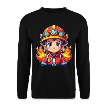 Hero in red the firefighter - Unisex Sweatshirt - black - Front - Alina (178cm) & Michal (187cm)