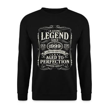 Né en 1999 Légende vivante 1999 - Sweat-shirt Unisexe - noir - Devant - Alina (178cm) & Michal (187cm)