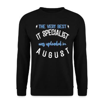 IT Specialist uploaded August Geburtstag Geschenk - Unisex Pullover - Schwarz - Vorne - Alina (178cm) & Michal (187cm)
