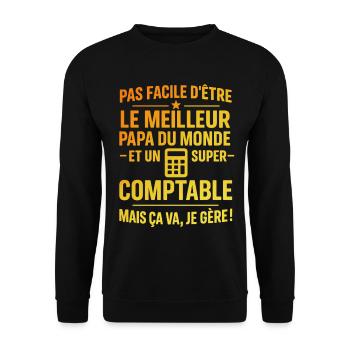 Super papa et comptable – il gère grave ! - Sweat-shirt Unisexe - noir - Devant - Alina (178cm) & Michal (187cm)