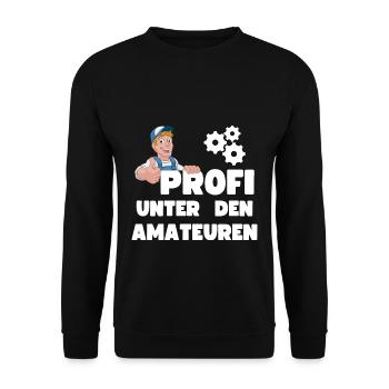 Profi Amateur KFZ Mechaniker Hobby Lustig - Unisex Pullover - Schwarz - Vorne - Alina (178cm) & Michal (187cm)