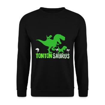 Tonton saurus - Sweat-shirt Unisexe - noir - Devant - Alina (178cm) & Michal (187cm)