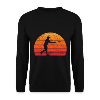 Disc golf Frisbee retro gift - Unisex Sweatshirt - black - Front - Alina (178cm) & Michal (187cm)