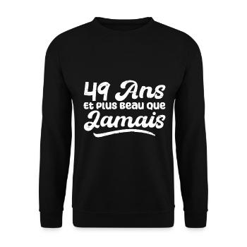 49 Ans Et Plus Beau Que Jamais, Anniversaire Homme - Sweat-shirt Unisexe - noir - Devant - Alina (178cm) & Michal (187cm)
