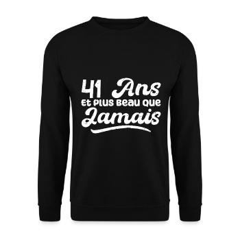 41 Ans Et Plus Beau Que Jamais, Anniversaire Homme - Sweat-shirt Unisexe - noir - Devant - Alina (178cm) & Michal (187cm)