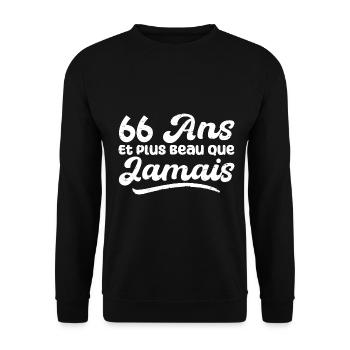 66 Ans Et Plus Beau Que Jamais, Anniversaire Homme - Sweat-shirt Unisexe - noir - Devant - Alina (178cm) & Michal (187cm)