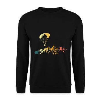 Paragleiter Retro Berge Paragleiten Paragliding - Unisex Pullover - Schwarz - Vorne - Alina (178cm) & Michal (187cm)