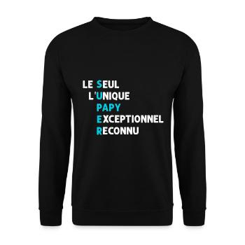 Super Papy Exceptionnel C'est Mon Papi - Sweat-shirt Unisexe - noir - Devant - Alina (178cm) & Michal (187cm)