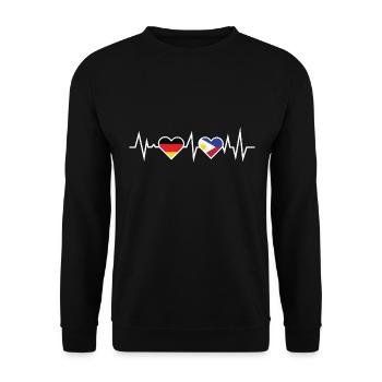 Herzschlag Deutschland Philippinen / Urlaub Shirt - Unisex Pullover - Schwarz - Vorne - Alina (178cm) & Michal (187cm)