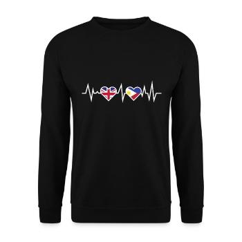 Herzschlag Deutschland Philippinen / Urlaub Shirt - Unisex Pullover - Schwarz - Vorne - Alina (178cm) & Michal (187cm)