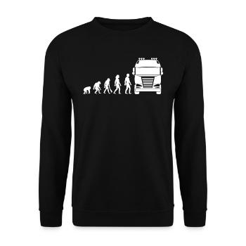 Lkw-Fahrer evolution - Unisex Pullover - Schwarz - Vorne - Alina (178cm) & Michal (187cm)