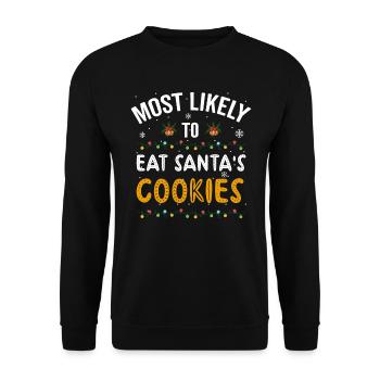 Le plus susceptible de manger des biscuits du Père Noël, Noël - Sweat-shirt Unisexe - noir - Devant - Alina (178cm) & Michal (187cm)