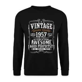 65 birthday vintage born in 1957 - Unisex Sweatshirt - black - Front - Alina (178cm) & Michal (187cm)