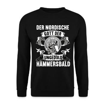 Hammersbald Wikinger Odin Thor Nordisch Mythologie - Unisex Pullover - Schwarz - Vorne - Alina (178cm) & Michal (187cm)
