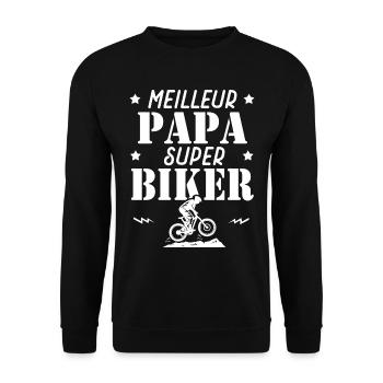 Cadeau papa meilleur papa biker vélo velo - Sweat-shirt Unisexe - noir - Devant - Alina (178cm) & Michal (187cm)