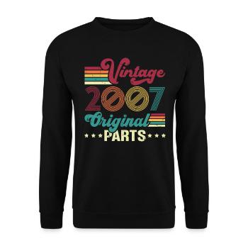 Vintage 2007 Original, Cadeau D'anniversaire - Sweat-shirt Unisexe - noir - Devant - Alina (178cm) & Michal (187cm)