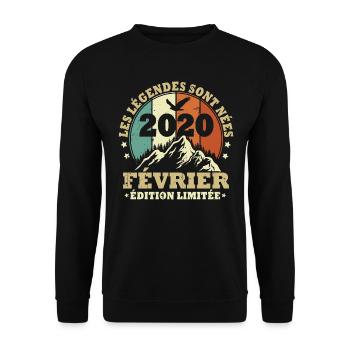 Les légendes sont nées en Février 2020 Vintage - Sweat-shirt Unisexe - noir - Devant - Alina (178cm) & Michal (187cm)