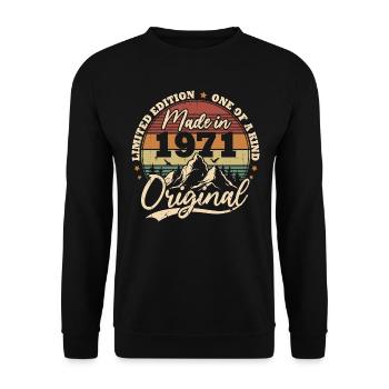 Original 1971 Vintage Rétro Cadeau D'anniversaire - Sweat-shirt Unisexe - noir - Devant - Alina (178cm) & Michal (187cm)