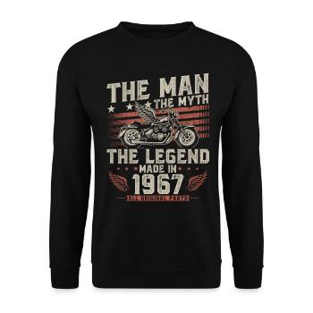 1967 Vintage homme mythe légende moto - Sweat-shirt Unisexe - noir - Devant - Alina (178cm) & Michal (187cm)