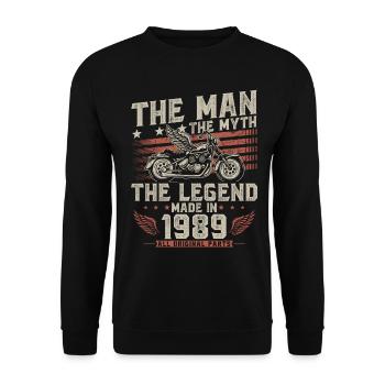 1989 Vintage Man Myth Legend Motorcycle - Unisex Sweatshirt - black - Front - Alina (178cm) & Michal (187cm)