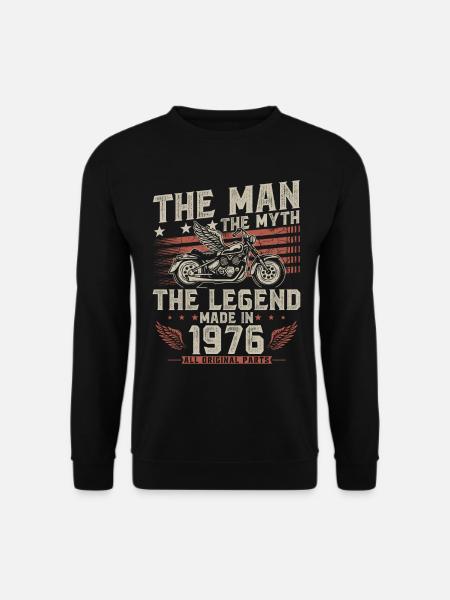 1976 Jahrgang Mann Mythos Legende Motorrad - Unisex Pullover - Schwarz