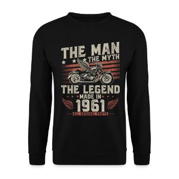 1961 Vintage homme mythe légende moto - Sweat-shirt Unisexe - noir - Devant - Alina (178cm) & Michal (187cm)