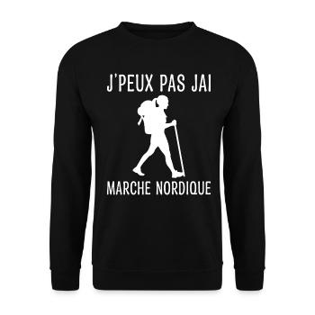 J'peux Pas J'ai Marche Nordique Femme - Sweat-shirt Unisexe - noir - Devant - Alina (178cm) & Michal (187cm)