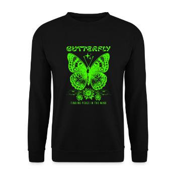 Butterfly Finding Peace In The Wind - Unisex Sweatshirt - black - Front - Alina (178cm) & Michal (187cm)