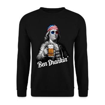 Ben Drankin 4th of July Franklin Benjamin USA - Unisex Sweatshirt - black - Front - Alina (178cm) & Michal (187cm)