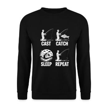 Cast Catch Sleep Repeat – Carp Fishing Lifestyle - Unisex Sweatshirt - black - Front - Alina (178cm) & Michal (187cm)
