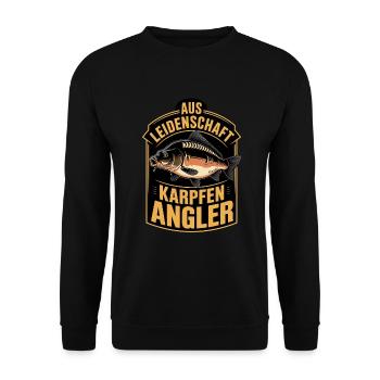 Aus Leidenschaft Karpfenangler - Unisex Pullover - Schwarz - Vorne - Alina (178cm) & Michal (187cm)