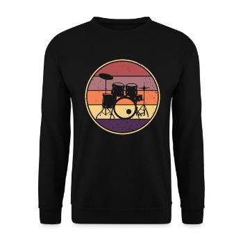 Drummer Retro Drum Musician Drumset - Unisex Sweatshirt - black - Front - Alina (178cm) & Michal (187cm)