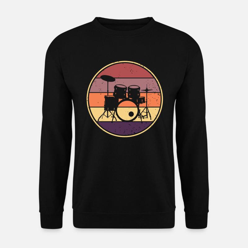 Drummer Retro Schlagzeuger Schlagzeug - Unisex Pullover - Schwarz