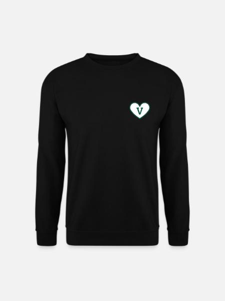 Buchstabe v Herz Sport Trend grün - Geschenkidee - Unisex Pullover - Schwarz