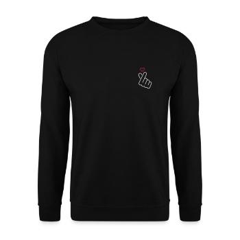 Love - hand signals with heart - Unisex Sweatshirt - black - Front - Alina (178cm) & Michal (187cm)