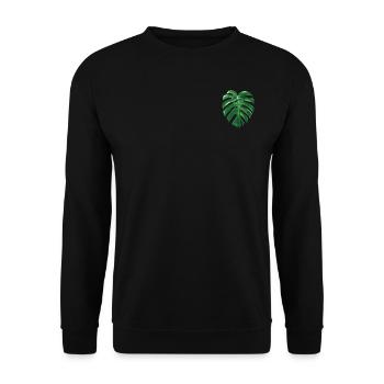 Monstera Blatt - Unisex Pullover - Schwarz - Vorne - Alina (178cm) & Michal (187cm)