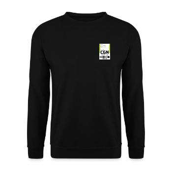 Flughafen Reise Etikett Aufkleber Köln CGN - Unisex Pullover - Schwarz - Vorne - Alina (178cm) & Michal (187cm)