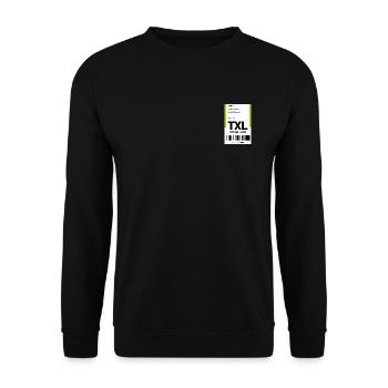 Flughafen Reise Etikett Aufkleber Tegel TXL - Unisex Pullover - Schwarz - Vorne - Alina (178cm) & Michal (187cm)