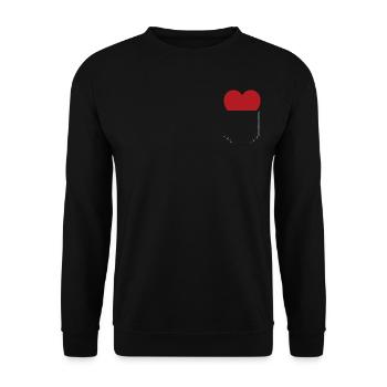 Chest pocket heart white gift idea - Unisex Sweatshirt - black - Front - Alina (178cm) & Michal (187cm)