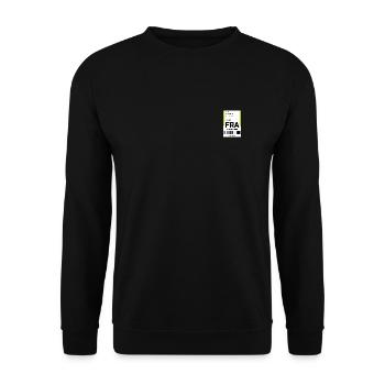 Flughafen Reise Etikett Aufkleber Frankfurt FRA - Unisex Pullover - Schwarz - Vorne - Alina (178cm) & Michal (187cm)