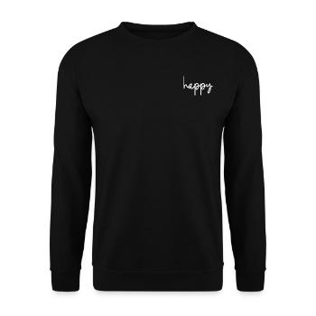 happy - Unisex Pullover - Schwarz - Vorne - Alina (178cm) & Michal (187cm)