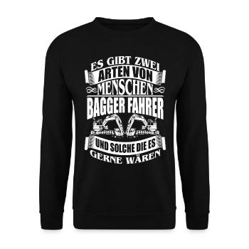 BAGGER MASCHINENFÜHRER TIEFBAU BERUF ARBEIT JOB - Unisex Pullover - Schwarz - Vorne - Alina (178cm) & Michal (187cm)