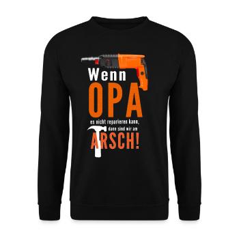 Funny Grandpa Craftsman Shirt / Gift Idea - Unisex Sweatshirt - black - Front - Alina (178cm) & Michal (187cm)