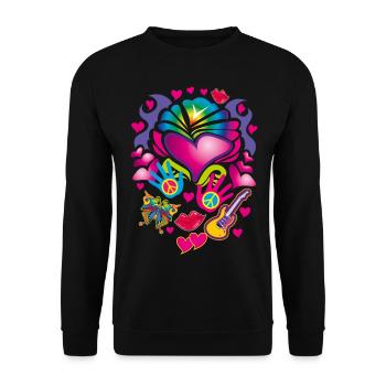 16 Amour coeur papillon guitare paix - Sweat-shirt Unisexe - noir - Devant - Alina (178cm) & Michal (187cm)