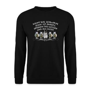 Schafe Spruch Weisheit schwarzes Schaf Einzigartig - Unisex Pullover - Schwarz - Vorne - Alina (178cm) & Michal (187cm)