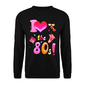 Ich Liebe die 80er Jahre Old school - Unisex Pullover - Schwarz - Vorne - Alina (178cm) & Michal (187cm)